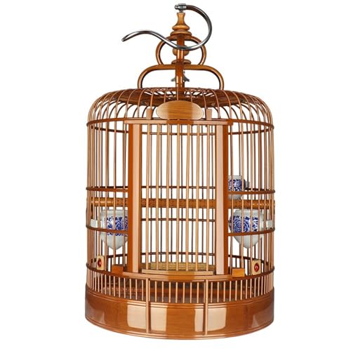 Bequem Handgefertigter Vogelkäfig aus Bambus, orientalischer Stil, Retro, rund, tragbar, for den Außenbereich, kann aufgehängt Werden Praktisch(Klein) von Lizhuzhuzs28