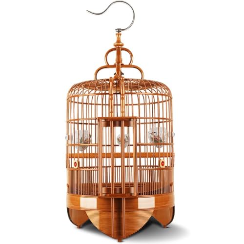 Bequem Handgemachter Vogelkäfig aus Bambus, rund, chinesischer Stil, mit Haken for Aufhängen, Stare, Retro-Design Praktisch(Groß) von Lizhuzhuzs28