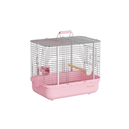 Bequem Papageien-Vogelkäfig, tragbar, for Ausgehen, Edelstahl, horizontales Drahtgeflecht, Hand-Vogelkäfig Praktisch(Pink) von Lizhuzhuzs28