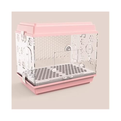 Bequem Transparenter Papageienkäfig aus Acryl, großer Ziervogelkäfig, ausziehbares Chassis, leicht zu reinigen Praktisch(Pink) von Lizhuzhuzs28
