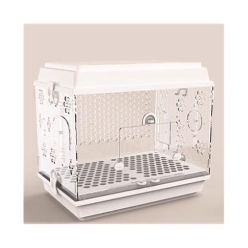 Bequem Transparenter Papageienkäfig aus Acryl, großer Ziervogelkäfig, ausziehbares Chassis, leicht zu reinigen Praktisch(Weiß) von Lizhuzhuzs28