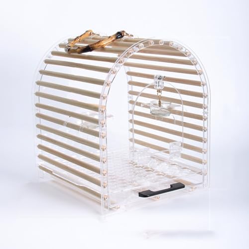 Bequem Vogelkäfig aus Acryl, tragbar, atmungsaktiv, rund, leicht zu reinigen, for Papageien und kleine Vögel Praktisch(Mittel) von Lizhuzhuzs28