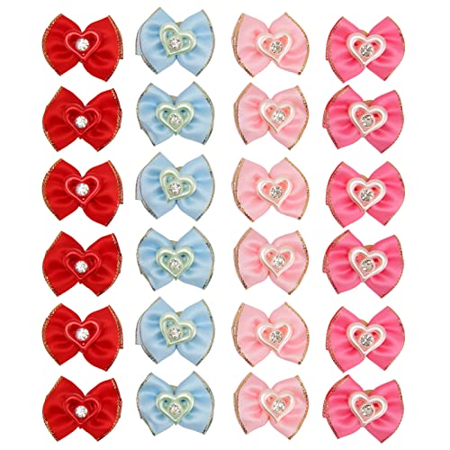 Haustierhaarbögen süße Bunte Hunde Haare Bowknots mit Gummibändern 24pcs Welpenkatze Kaninchen von LjwZekyrnt