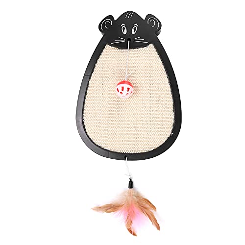 LjwZekyrnt Katzenkratzerspielzeug langlebiger Sisal -Hanf -Maus -Formbrett mit Glockenfedernglocken, schwarz, 34 * 24 cm von LjwZekyrnt