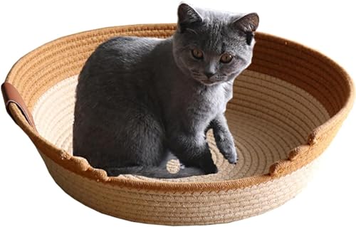Llpsmeng Handgewebtes Katzenbett aus Baumwollseil, für alle Jahreszeiten, faltbar, Schlafnest, Korb, handgefertigt, natürlicher Wiegenkratzer, Kuscheltier für Kätzchen, niedlicher Stil (klein) von Llpsmeng