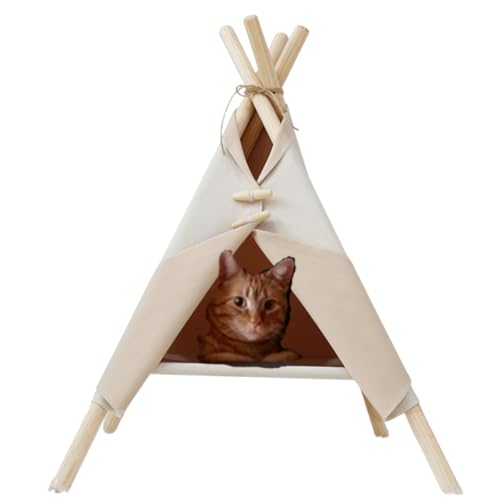 Llpsmeng Katzenzeltbett, Katzenhängematte, Katzenbett, geeignet für den Innenbereich, geeignet für Katzen und kleine Hunde (Beige) von Llpsmeng