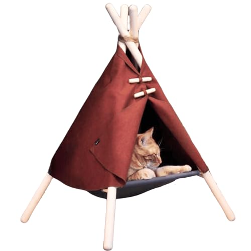 Llpsmeng Katzenzeltbett, Katzenhängematte, Katzenbett, geeignet für den Innenbereich, geeignet für Katzen und kleine Hunde (Kaffee) von Llpsmeng