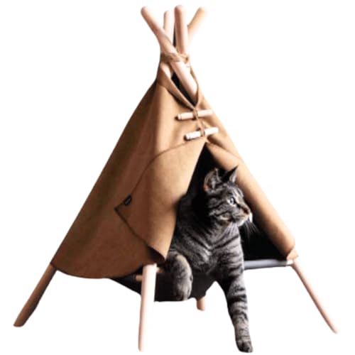 Llpsmeng Katzenzeltbett, Katzenhängematte, Katzenbett, geeignet für den Innenbereich, geeignet für Katzen und kleine Hunde (Kamelgelb) von Llpsmeng