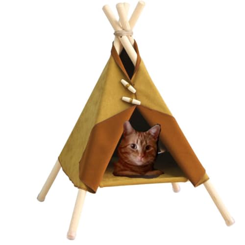 Llpsmeng Katzenzeltbett, Katzenhängematte, Katzenbett, geeignet für den Innenbereich, geeignet für Katzen und kleine Hunde (Kurkuma) von Llpsmeng