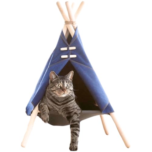 Llpsmeng Katzenzeltbett, Katzenhängematte, Katzenbett, geeignet für den Innenbereich, geeignet für Katzen und kleine Hunde (blau) von Llpsmeng