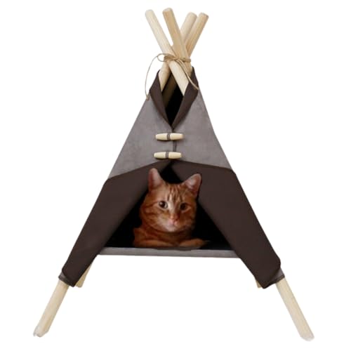 Llpsmeng Katzenzeltbett, Katzenhängematte, Katzenbett, geeignet für den Innenbereich, geeignet für Katzen und kleine Hunde (braun) von Llpsmeng