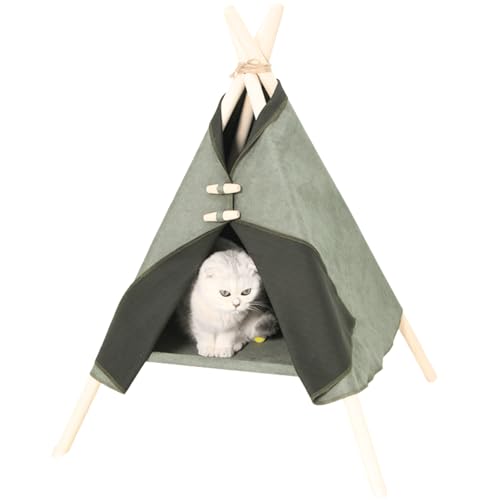 Llpsmeng Katzenzeltbett, Katzenhängematte, Katzenbett, geeignet für den Innenbereich, geeignet für Katzen und kleine Hunde (hellgrün) von Llpsmeng