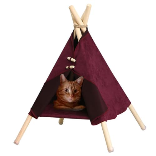 Llpsmeng Katzenzeltbett, Katzenhängematte, Katzenbett, geeignet für den Innenbereich, geeignet für Katzen und kleine Hunde (rot) von Llpsmeng