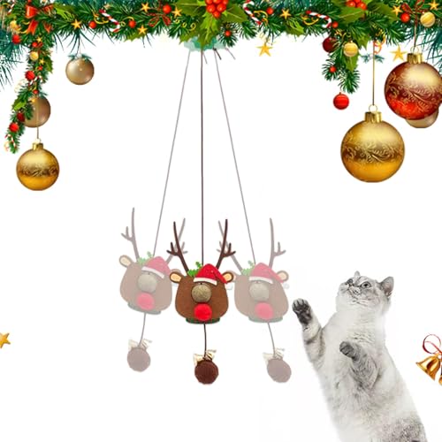Lmaisdh Weihnachts-Katzenminze, einziehbares Federspielzeug, 2 m elastisches Seil, interaktives Spielzeug für Kätzchen, lustige Übung, Indoor-Katzen Lmaisdh Weihnachts-Katzenminze, einziehbares Federspielzeug, 2 m elastisches Seil, interaktives Spielzeug für Kätzchen, lustige Übung, Indoor-Katzen von Lmaisdh