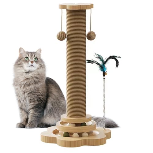 Katzenkratzbaum Katzenkratzer Kätzchenspielzeug für Indoor-Katzen, 4-in-1 interaktives Trackball-Spielzeug mit Katzen-Teaser, 46 cm hoch, Holz-Kratzbaum, interaktives Spielzeug mit baumelndem Ball, Katzenkratzbaum Katzenkratzer Kätzchenspielzeug für Indoor-Katzen, 4-in-1 interaktives Trackball-Spielzeug mit Katzen-Teaser, 46 cm hoch, Holz-Kratzbaum, interaktives Spielzeug mit baumelndem Ball, von Lmlaiudo