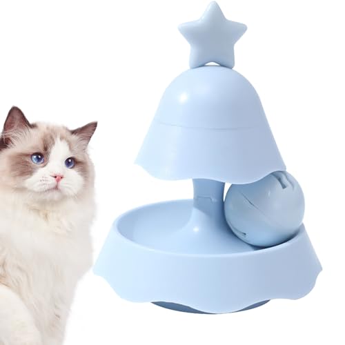 Lnhgh Drehbare Katzenspielzeugbälle,Weihnachtsbaum-Rollerbälle für Katzen | 2-lagiges interaktives Katzenrollspielzeug mit Katzenminze und Teaser-Spielzeug für kleine Haustiere und Katzen von Lnhgh