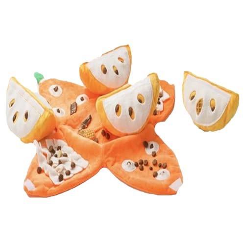 Lnhgh Hund Snuffle Matte, Welpe Snuffle Matte | Orangefarbenes Bildungsnahrungsmittel versteckt Spielspielzeug,Plüsch interaktiver, quietschiger Hundelangeweile mit zerknittertem Papier für von Lnhgh