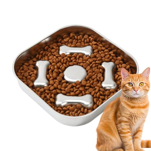 Lnhgh Langsame Feeder Hundeschalen, Hundeschale langsame Feeder, Edelstahl Pet Bowl, Anti-Rutsch-Biss-resistente langsame Feeder für kleine mittelgroße Hunde Katzen Essgewohnheiten Training von Lnhgh