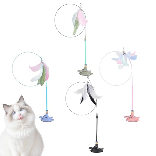 Lnhgh Saugnapf-Katzenspielzeug für den Boden | 4X Katzenangel mit Federn,Feder Aktivitätsspiel Zur Reduzierung Von Langeweile Und Stress Für Alle Katzenrassen Inklusive Kitten Lnhgh Saugnapf-Katzenspielzeug für den Boden | 4X Katzenangel mit Federn,Feder Aktivitätsspiel Zur Reduzierung Von Langeweile Und Stress Für Alle Katzenrassen Inklusive Kitten von Lnhgh