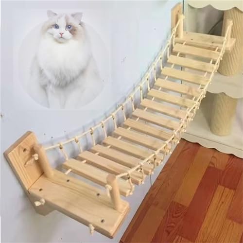 1m Katzenbrücke-Klettergerüst,an der Wand montiertes Katzen-Mod-Spielzeug aus Holz,festes Katzenbrücke-Gestell aus Massivholz für Katzen zum Spielen und Entspannen,für Katzen im Innenbereich von Lnlscle