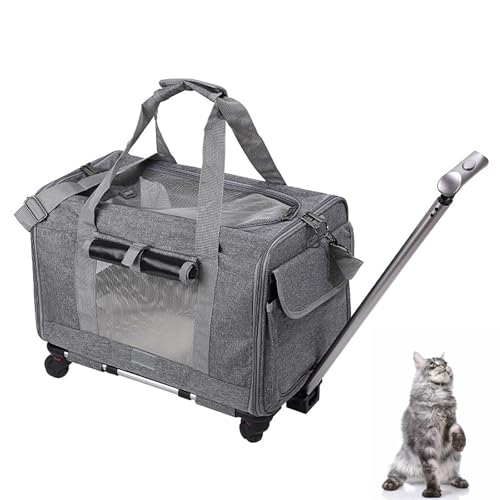 Atmungsaktive Mesh Pet Trolley Bag, Pet Carrier mit Rädern, waschbarer Bezug, Cat Puppy Dog Carrier, Pet Travel Backpack Bag for Cats & Dogs Atmungsaktive Mesh Pet Trolley Bag, Pet Carrier mit Rädern, waschbarer Bezug, Cat Puppy Dog Carrier, Pet Travel Backpack Bag for Cats & Dogs von Lnlscle