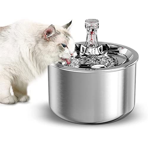 Automatische Katze Trinkbrunnen, 2L Smart Edelstahl Haustier Trinkbrunnen, Ultra Leise Haustier Brunnen Wasserspender Schüssel von Lnlscle