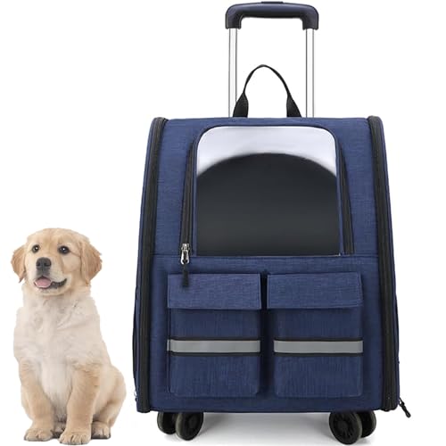Faltbarer Tiertransporter auf Rädern für Hunde & Katzen, Reisetasche mit stabilem Rahmen & Trolley und Teleskopgriff, zusammenklappbaren Rädern & Aufbewahrungstaschen (Large 36x31x50cm) von Lnlscle