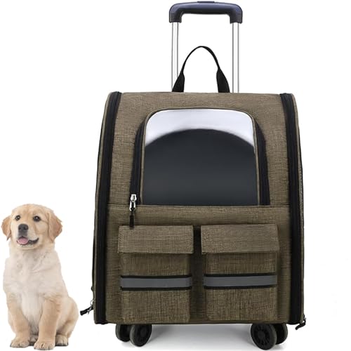 Faltbarer Tiertransporter auf Rädern für Hunde & Katzen, Reisetasche mit stabilem Rahmen & Trolley und Teleskopgriff, zusammenklappbaren Rädern & Aufbewahrungstaschen (Large 36x31x50cm) von Lnlscle