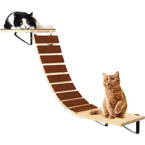 Katzenbrücke-Klettergerüst, an der Wand montierte Laufmaschine, Katzen-Mod-Spielzeug, festes Katzenbrücke-Gestell für Katzen zum Spielen und Faulenzen, für Katzen im Innenbereich Katzenbrücke-Klettergerüst, an der Wand montierte Laufmaschine, Katzen-Mod-Spielzeug, festes Katzenbrücke-Gestell für Katzen zum Spielen und Faulenzen, für Katzen im Innenbereich von Lnlscle