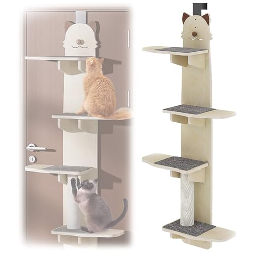 Multi-Level über der Tür Kratzbaum, platzsparende hängende Climber & Kratzturm für Indoor-Katzen, kein Boden Platz benötigt, Wand montiert Jump Regal Multi-Level über der Tür Kratzbaum, platzsparende hängende Climber & Kratzturm für Indoor-Katzen, kein Boden Platz benötigt, Wand montiert Jump Regal von Lnlscle