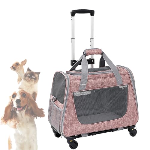 Pet Carrier Rucksack für Katzen & Hunde, Faltbar Travel Cat Carrier Mit Rädern, Verstellbaren Riemen Und Kostenlose Katze Spielzeug für Auto, Wandern (Kleine Bis Mittlere Haustiere) von Lnlscle