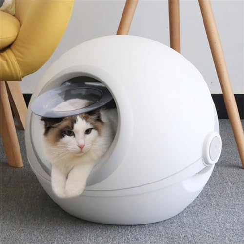Tragbare Katzentoilette, kugelförmige selbstreinigende Katzentoilette mit desodorierendem Box-Design, vollständig geschlossene, supergroße Katzentoilette für Verschiedene Altersgruppen von Lnlscle