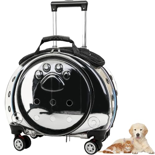 Tragbarer Tiertransporter Auf Rädern für Katzen Und Hunde, Reisetasche Mit Faltbarem Design, Fasst Bis Zu 5 Kg, Atmungsaktiver Rollender Tiertransporter, Ausziehbarer Tragegriff Tragbarer Tiertransporter Auf Rädern für Katzen Und Hunde, Reisetasche Mit Faltbarem Design, Fasst Bis Zu 5 Kg, Atmungsaktiver Rollender Tiertransporter, Ausziehbarer Tragegriff von Lnlscle