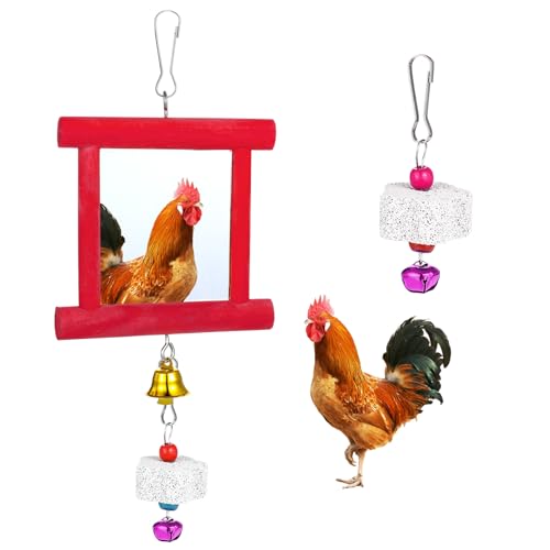 Lnngub 3 Packungen Hühnerspielzeug für Stall, Hühnerstall, Spiegel, Vogelspielzeug mit Glocken zum Aufhängen, Papageien, Schleifstein, Vogelschnabelsteine für Küken, Papageien, Vögel, Hühner Lnngub 3 Packungen Hühnerspielzeug für Stall, Hühnerstall, Spiegel, Vogelspielzeug mit Glocken zum Aufhängen, Papageien, Schleifstein, Vogelschnabelsteine für Küken, Papageien, Vögel, Hühner von Lnngub