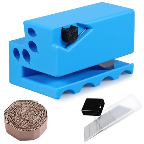 Lnngub Kartonschneider für Katzenkratzer, Kartonstreifenschneider mit 10 austauschbaren Klingen, 3D-gedruckter Katzenkratzer, DIY-Kratzwerkzeug für Katzenliebhaber (blau) von Lnngub