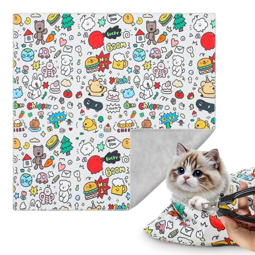 Lnngub Katzenpflege-Wickeltuch, 54,9 cm, Katzen-Burrito-Wickeltuch, Katzenwickel zum Schneiden von Nägeln, Stoff, Katzenfessel, für Nagelknipsen, kratzfest, entweicht nicht von Lnngub