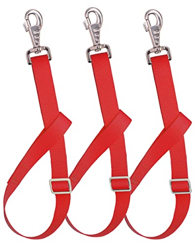 Loaged Verstellbarer Nylon-Eimerriemen (3er-Pack) - für Heunetze, Wassereimer, Hängegurt, Pferde-Futterspender, strapazierfähig, 76,2 cm (rot) von Loaged