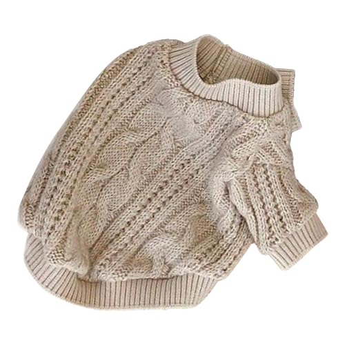Hunde-Strickpullover, warm, stilvoll, Zopfmuster, Kleidung für kleine Hunde, Zwergspitz, Teddy, Bichon, Pudel (Unique Knit L) von Loboo Idea