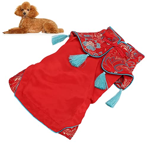 LOCADENCE Haustier Kostüm Tang Anzug, Chinesische Baumwollhund Cheongsam Satin Kleidung, Haustierkleidung für Kleine Mittelgroße Hundepapler Katze (Xs) von Locadence