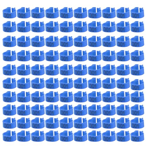 Locadence 100 Stück Hühnerbeinringe, 001–100 Nummerierte, Wiederverwendbare Hühner Identifikationsbeinbänder, Hühnerbeinbänder für Brieftauben, Erwachsene Vögel (Dark Blue) von Locadence