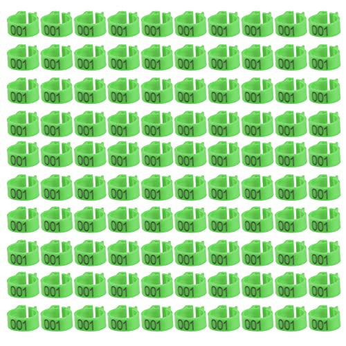 Locadence 100 Stück Hühnerbeinringe, 001–100 Nummerierte, Wiederverwendbare Hühner Identifikationsbeinbänder, Hühnerbeinbänder für Brieftauben, Erwachsene Vögel (Green) von Locadence