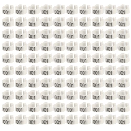 Locadence 100 Stück Hühnerbeinringe, 001–100 Nummerierte, Wiederverwendbare Hühner Identifikationsbeinbänder, Hühnerbeinbänder für Brieftauben, Erwachsene Vögel (White) von Locadence