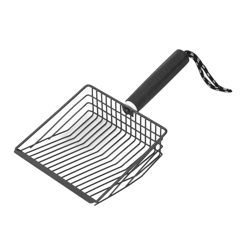 Locadenz Katzenstreu Schaufel, Metall Schnellfiltration Pooper Schaufel mit abnehmbarem Griff, Katzenstreu Schaufel Katzentoilette Schale für Katzendrüsenkastenreinigung (Schwarz) von Locadence