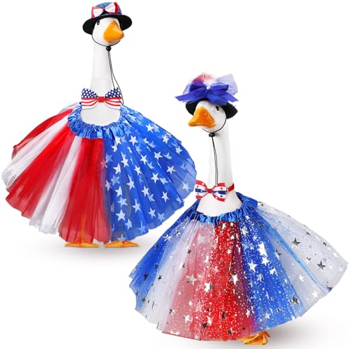 Locmeo 2 Sets 4. Juli Veranda-Gans-Outfits für 58,4 cm patriotisches Gans-Outfit, Unabhängigkeitstag, Kleidung für Rasen, Terrasse, Dekoration, Bunt, One Size (Adjustable up to 23 inches) von Locmeo