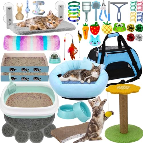Locmeo 40-teiliges Kitten-Starter-Set für Indoor-Katzen, inklusive Katzentoilette, Katzenspielzeug, Katzenhalsbänder, Katzenbett, Kratzpad, Nagelfeile, Futternäpfe und mehr für Kätzchen, Zubehör, Locmeo 40-teiliges Kitten-Starter-Set für Indoor-Katzen, inklusive Katzentoilette, Katzenspielzeug, Katzenhalsbänder, Katzenbett, Kratzpad, Nagelfeile, Futternäpfe und mehr für Kätzchen, Zubehör, von Locmeo