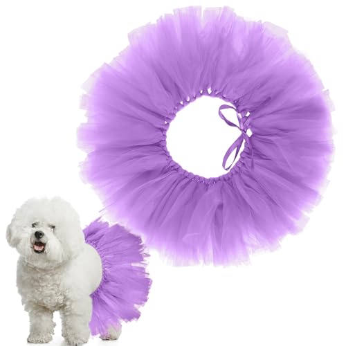 Locmeo Hund Tutu Tüll Tutu für Hunde Niedlicher Hund Rock Hund Ballerina Kostüm für Medium Kleine Welpen Katzen Häschen Haustiere Outfit Geburtstag Kleid Supplies Prinzessin Halloween Party (Lila) von Locmeo