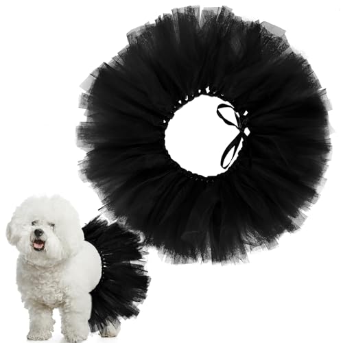 Locmeo Hund Tutu Tüll Tutu für Hunde Niedlicher Hund Rock Hund Ballerina Kostüm für Medium Kleine Welpen Katzen Häschen Haustiere Outfit Geburtstag Kleid Supplies Prinzessin Halloween Party (Schwarz) von Locmeo