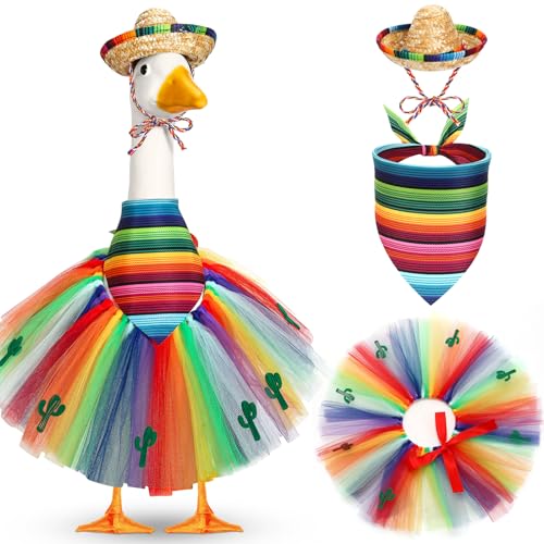 Locmeo Mexikanische Veranda-Gans-Outfits für Kunststoff, 58,4 cm, Rasengans, Statue, Kleidung, mexikanisches Sombrero, Bandana, Tutu, Rock für Cinco de Mayo, Gartendekoration, Party, Terrasse, Hof Locmeo Mexikanische Veranda-Gans-Outfits für Kunststoff, 58,4 cm, Rasengans, Statue, Kleidung, mexikanisches Sombrero, Bandana, Tutu, Rock für Cinco de Mayo, Gartendekoration, Party, Terrasse, Hof von Locmeo