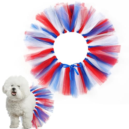 Locmeo Tutu für Hunde, Tüll-Tutu für Hunde, Größe S, L, M, Welpen, Ballerina, Kostüm, Rock für Halloween, Welpen, Katzen, Hasen, Haustier-Outfit, Geburtstag, Hochzeit, Party, Foto-Requisite (Rot, Weiß von Locmeo