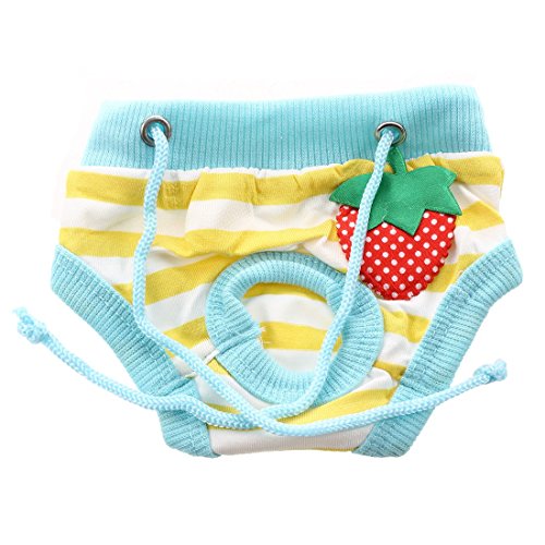 Lodokdre Haustier Hund Hundebekleidung Weiblich Physiologische Menstruationswindelhosen - S Blau+Gelb+ Lodokdre Haustier Hund Hundebekleidung Weiblich Physiologische Menstruationswindelhosen - S Blau+Gelb+ von Lodokdre